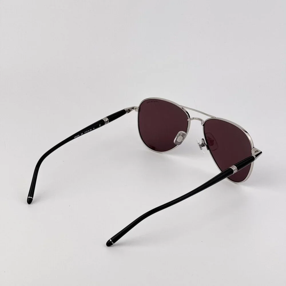 Montblanc Men Sunglasses Silver Black Violet Pilot Frame Violet | Model MB0345S